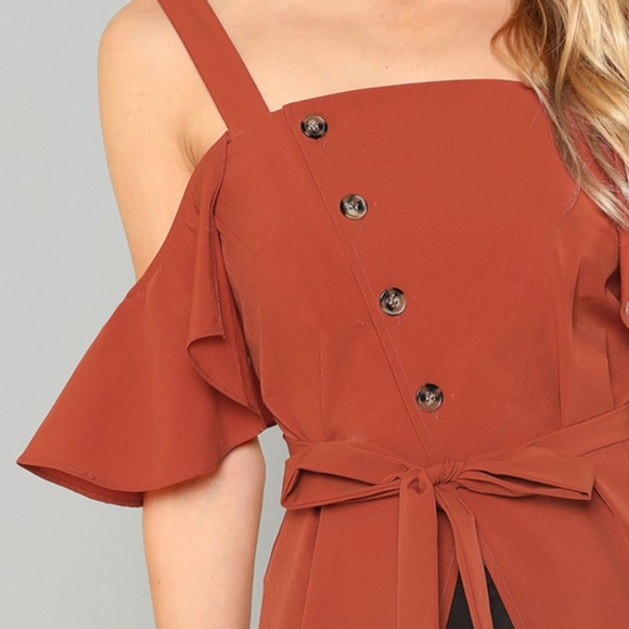rust cold shoulder top - Picture 7 of 9